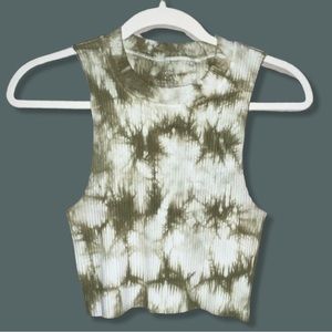 AERIE | Rebel Cropped Tank Top | Olive Moss | Medium